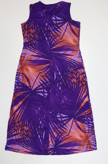 Anthony Studio Womens Purple Geometric Polyester Maxi Size L Round Neck Pullover