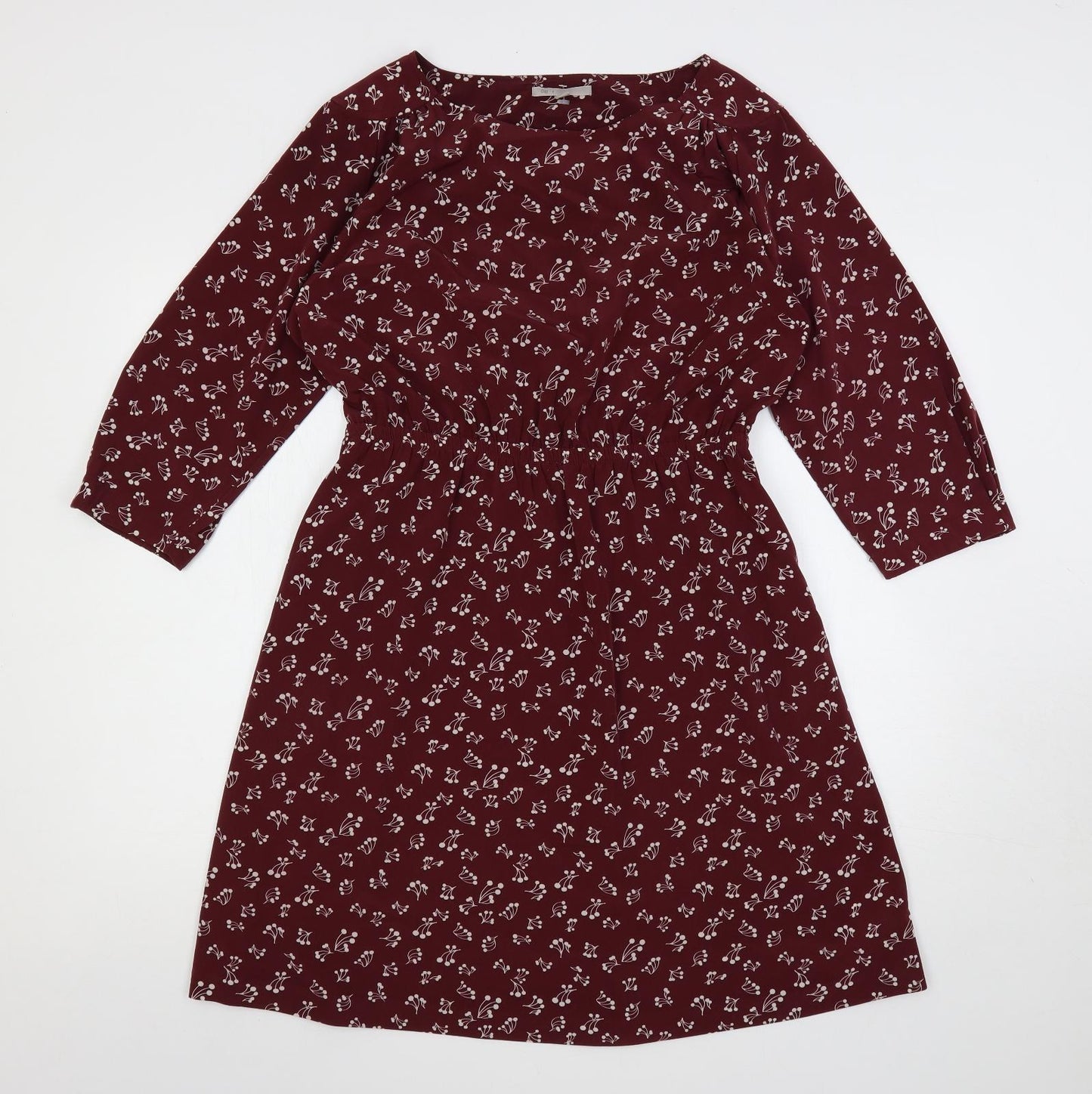 Gap Womens Red Floral Polyester A-Line Size M Boat Neck Pullover - Elastic Waist