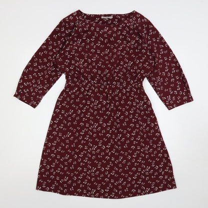 Gap Womens Red Floral Polyester A-Line Size M Boat Neck Pullover - Elastic Waist