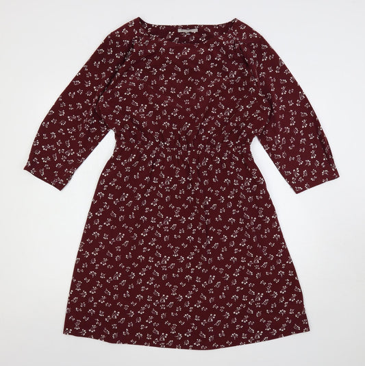 Gap Womens Red Floral Polyester A-Line Size M Boat Neck Pullover - Elastic Waist