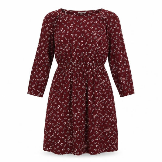 Gap Womens Red Floral Polyester A-Line Size M Boat Neck Pullover - Elastic Waist