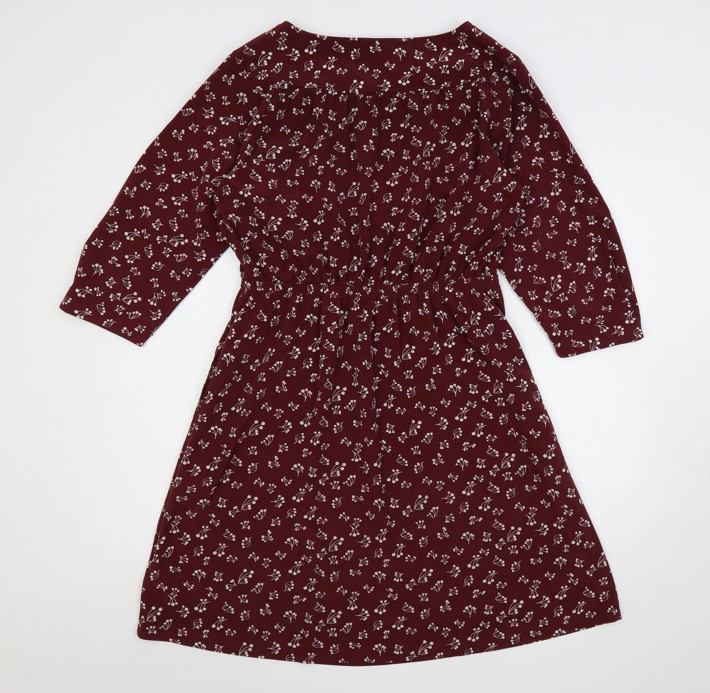 Gap Womens Red Floral Polyester A-Line Size M Boat Neck Pullover - Elastic Waist