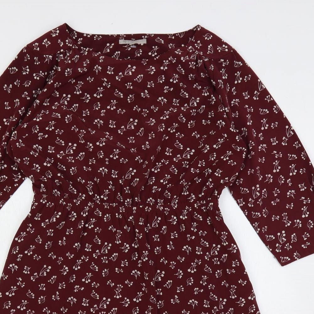 Gap Womens Red Floral Polyester A-Line Size M Boat Neck Pullover - Elastic Waist