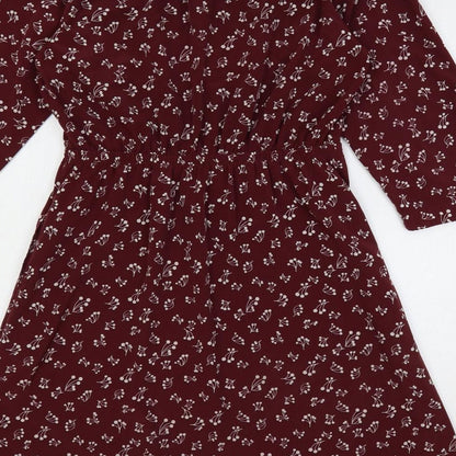 Gap Womens Red Floral Polyester A-Line Size M Boat Neck Pullover - Elastic Waist