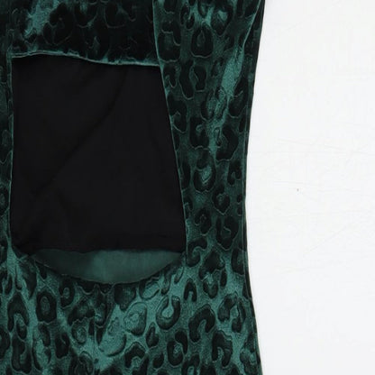 Miss Selfridge Womens Green Animal Print Polyester Bodycon Size 6 Sweetheart Pullover - Cut Out