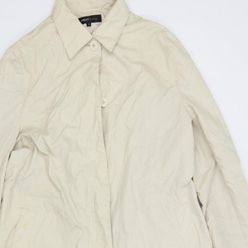 Great Plains Womens Beige Overcoat Coat Size S Button