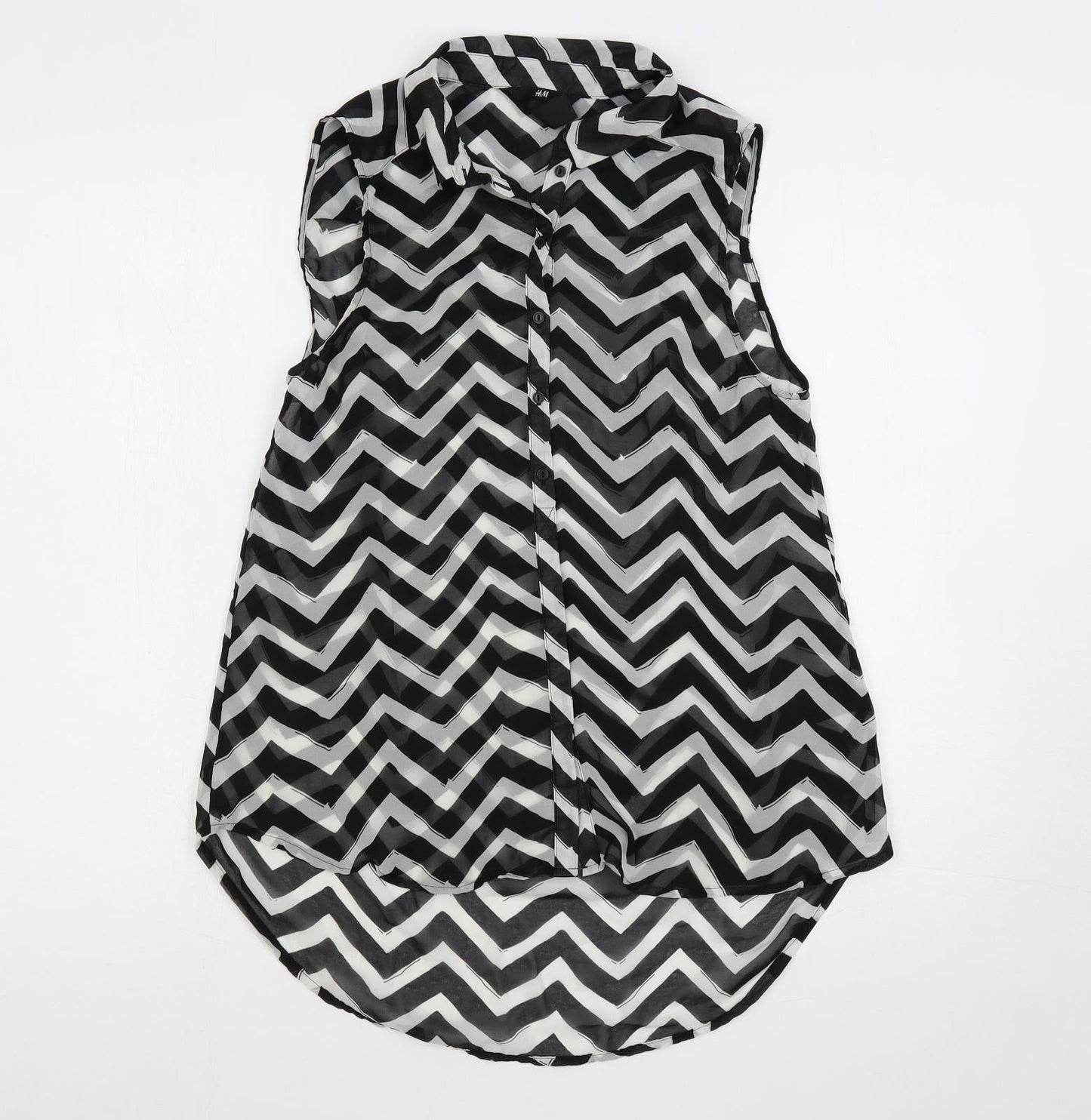 Womens UK Size 8 H&M Black Basic Button-Up