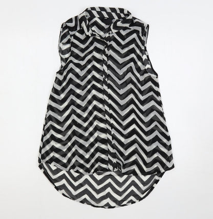 Womens UK Size 8 H&M Black Basic Button-Up