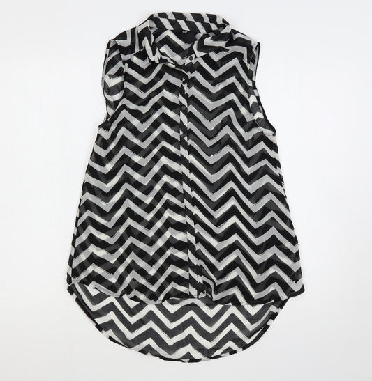 Womens UK Size 8 H&M Black Basic Button-Up