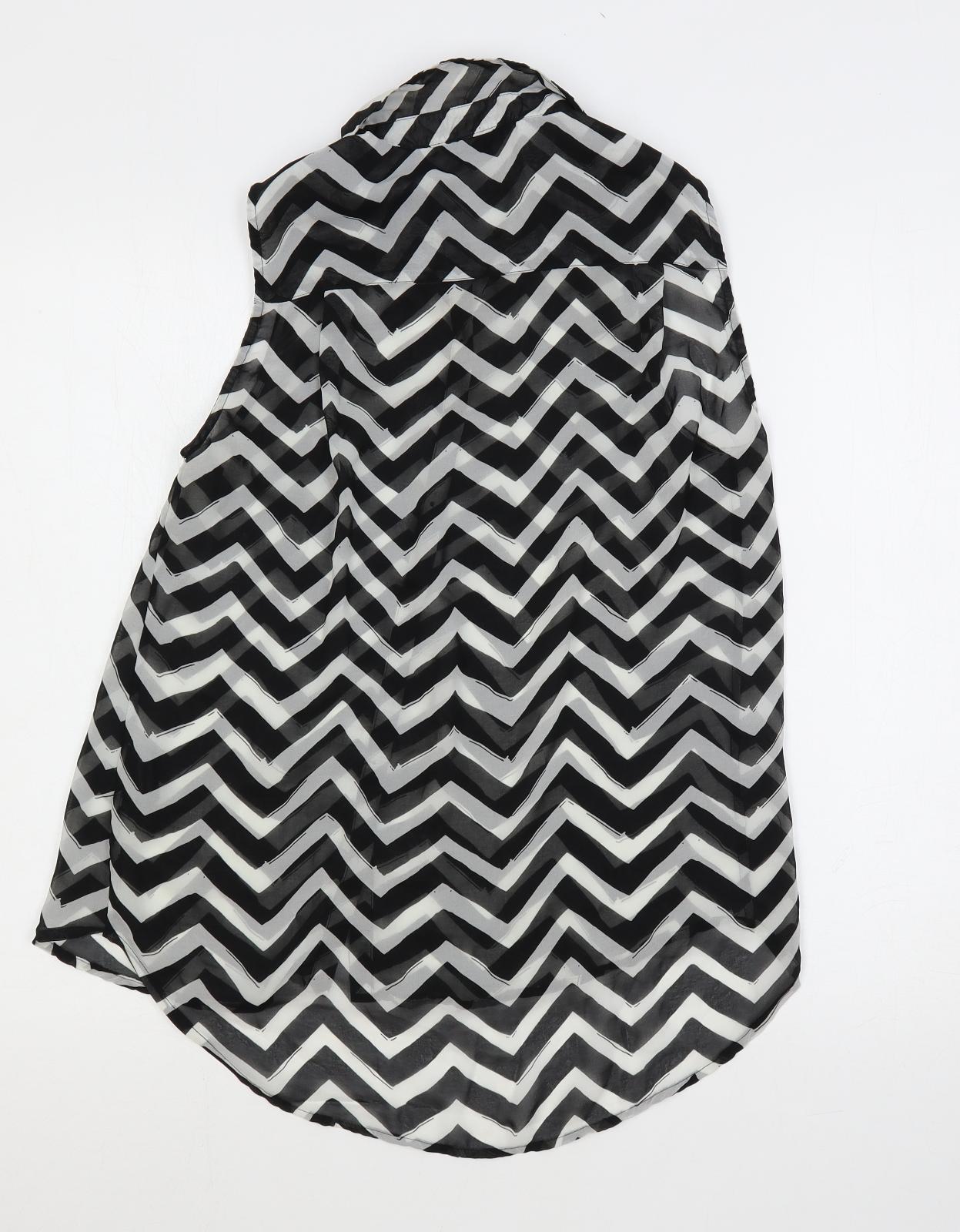 Womens UK Size 8 H&M Black Basic Button-Up