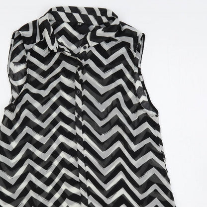 Womens UK Size 8 H&M Black Basic Button-Up