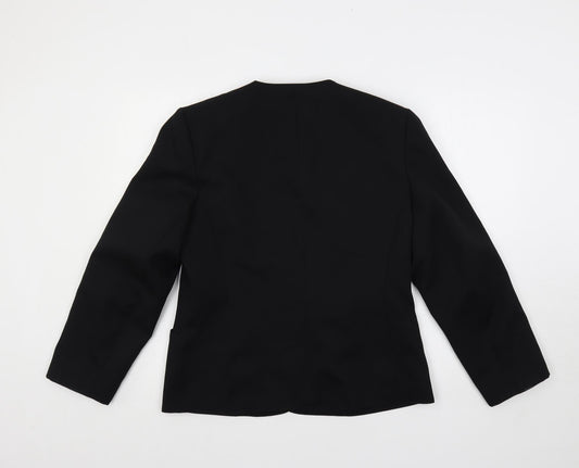 Classic Woman Womens Black Jacket Blazer Size 14 Button - Embroidered