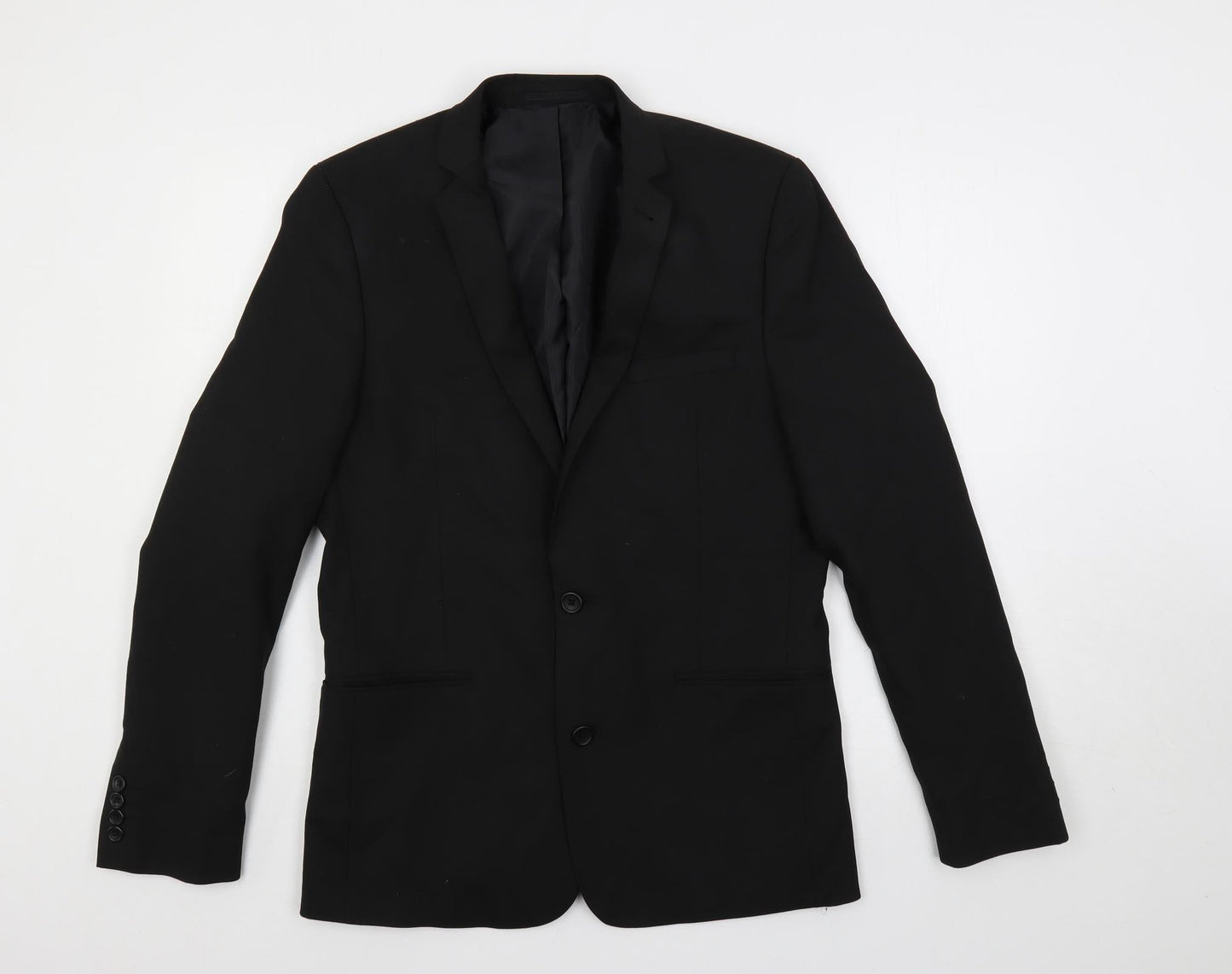 ASOS Mens Black Polyester Jacket Suit Jacket Size 40 Regular