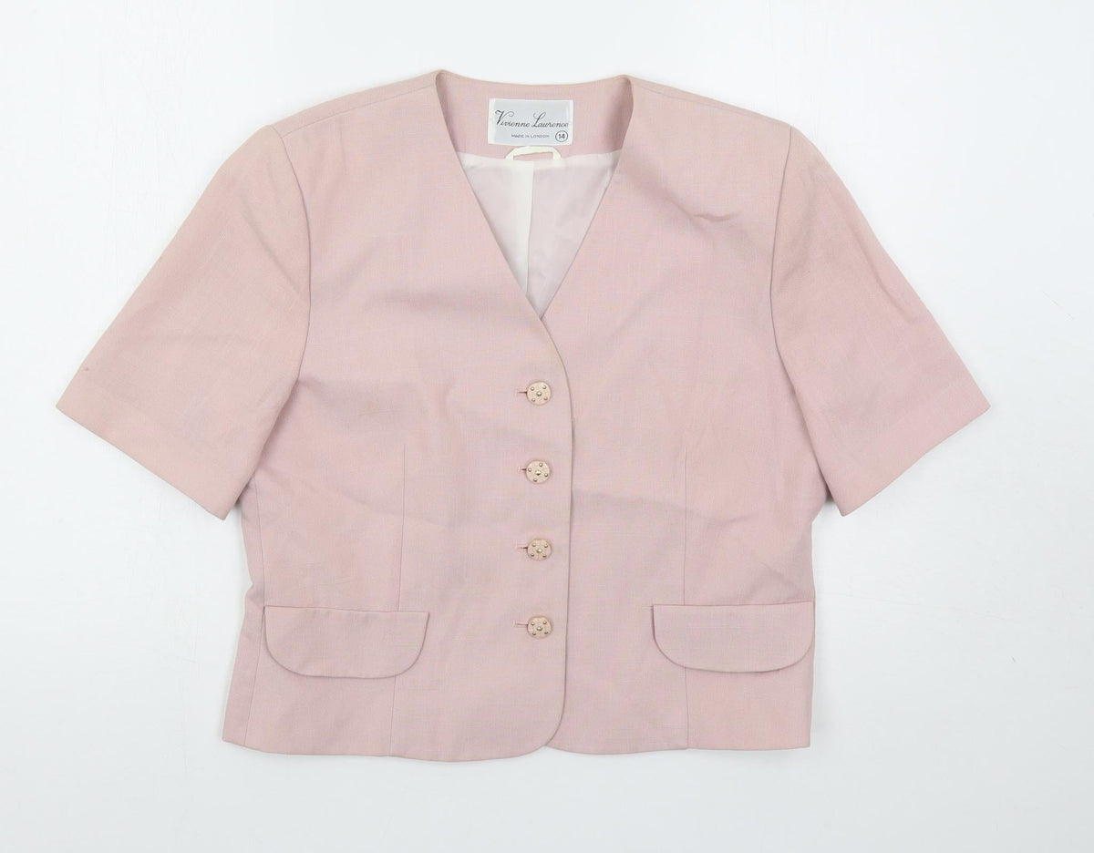 Vivienne Lawrence Womens Pink Jacket Blazer Size 14 Button