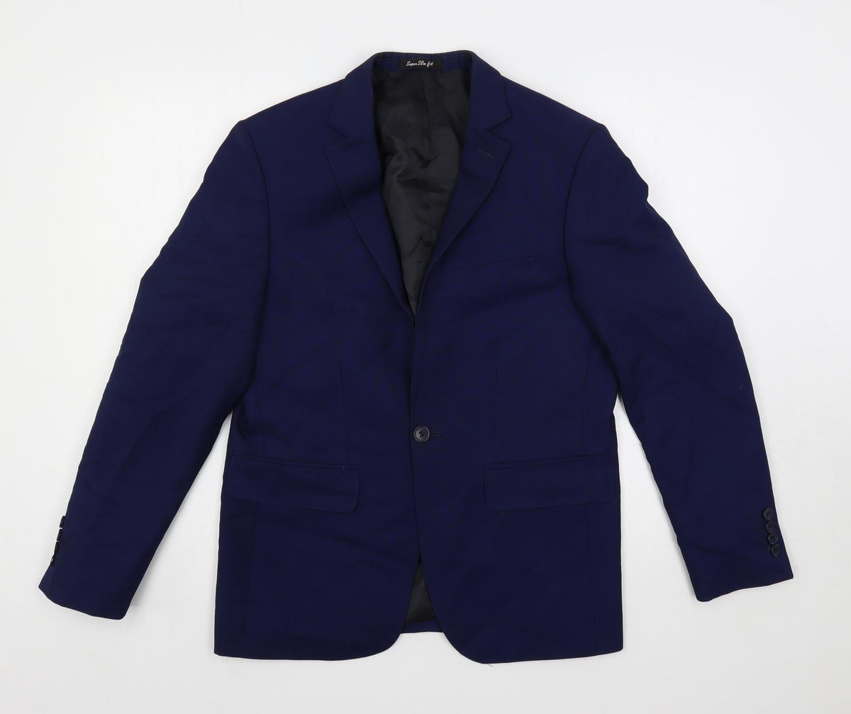 Lorenzo Mens Blue Polyester Jacket Suit Jacket Size 36 Regular