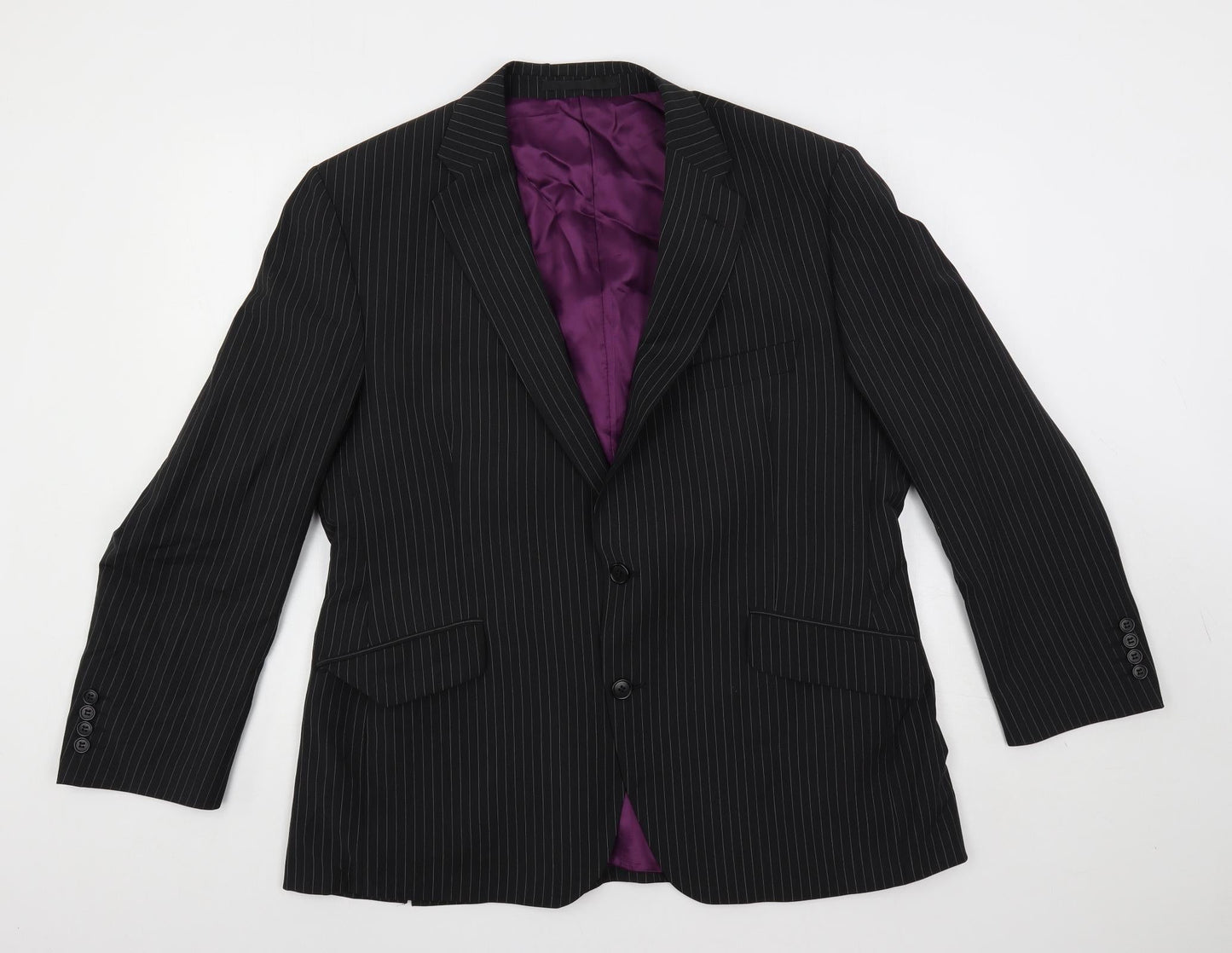 Autograph Mens Black Striped Wool Jacket Suit Jacket Size 44 Regular
