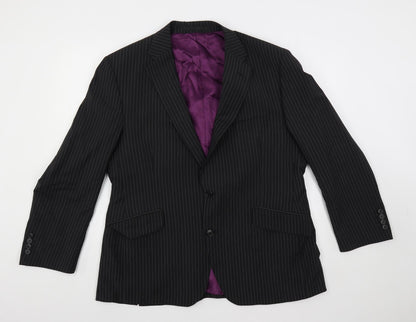 Autograph Mens Black Striped Wool Jacket Suit Jacket Size 44 Regular