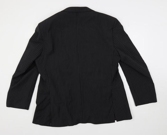 Autograph Mens Black Striped Wool Jacket Suit Jacket Size 44 Regular
