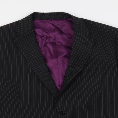 Autograph Mens Black Striped Wool Jacket Suit Jacket Size 44 Regular