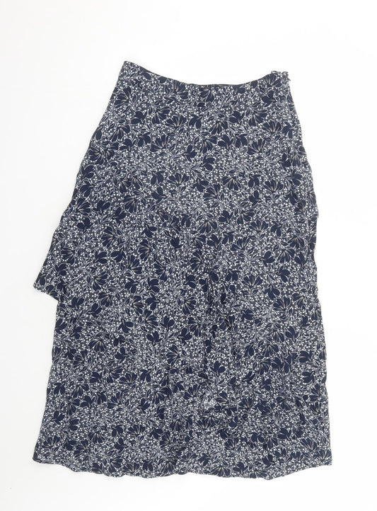 Marks and Spencer Womens Blue Geometric Viscose Swing Skirt Size 10 Zip