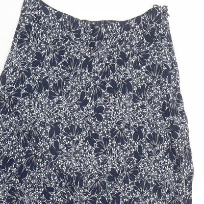 Marks and Spencer Womens Blue Geometric Viscose Swing Skirt Size 10 Zip