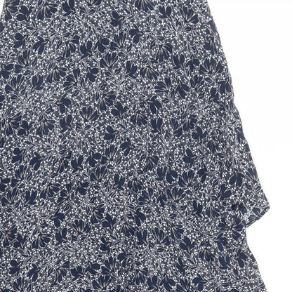 Marks and Spencer Womens Blue Geometric Viscose Swing Skirt Size 10 Zip