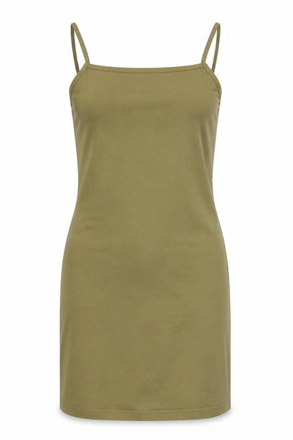 Weekday Womens Green Cotton Tank Dress Size M Square Neck Pullover