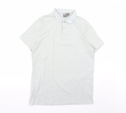 ASOS Mens Grey Cotton Polo Size L Collared Button
