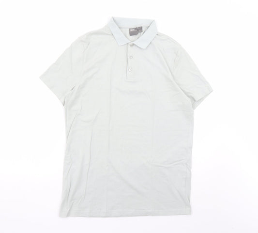 ASOS Mens Grey Cotton Polo Size L Collared Button