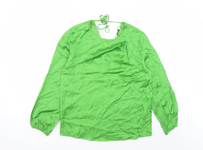 Autograph Womens Green Viscose Basic Blouse Size 8 Round Neck