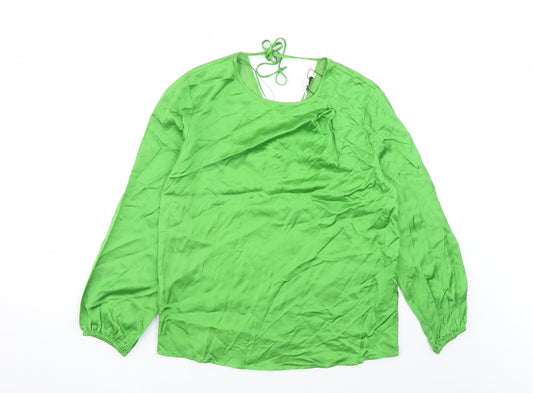 Autograph Womens Green Viscose Basic Blouse Size 8 Round Neck