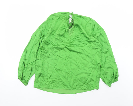Autograph Womens Green Viscose Basic Blouse Size 8 Round Neck