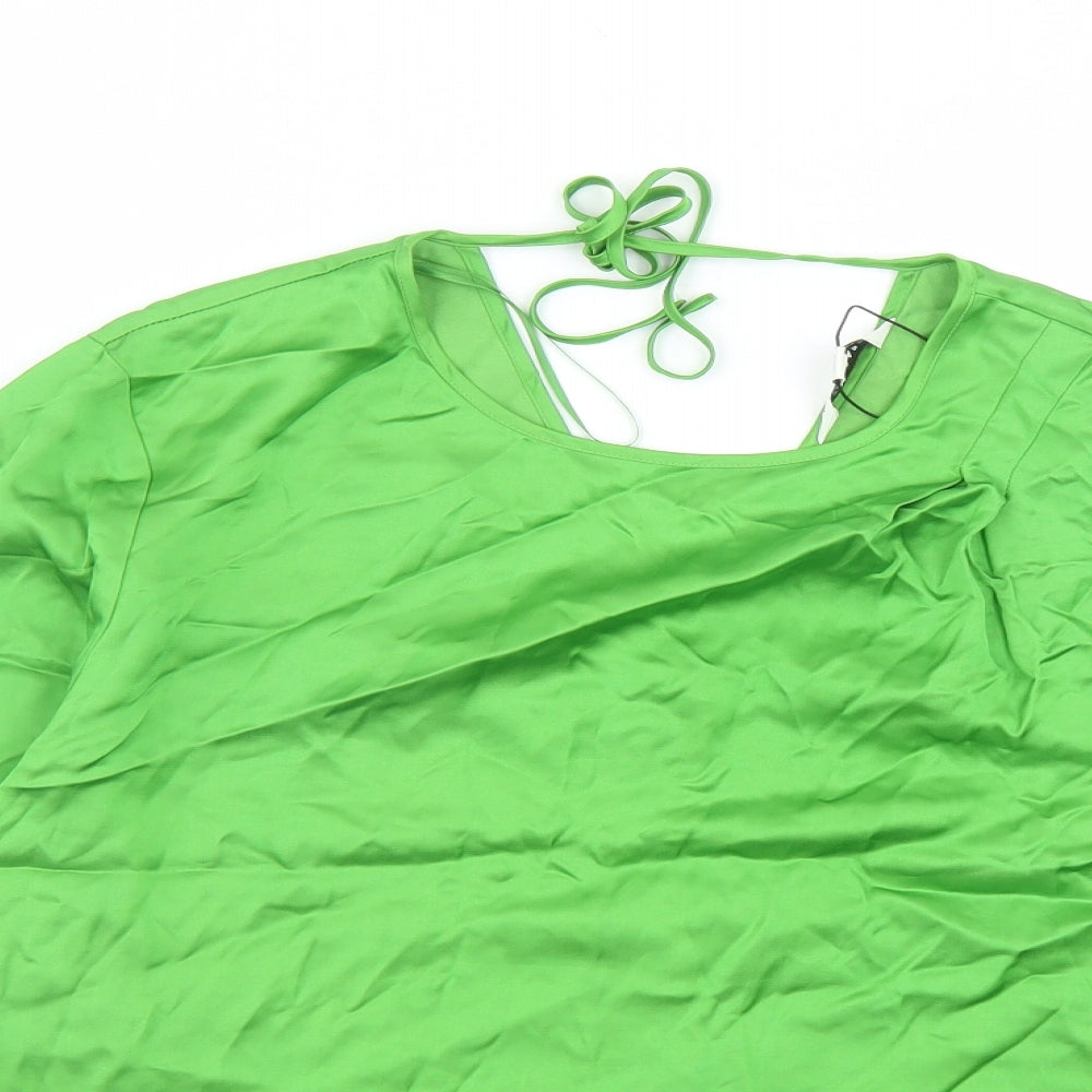 Autograph Womens Green Viscose Basic Blouse Size 8 Round Neck