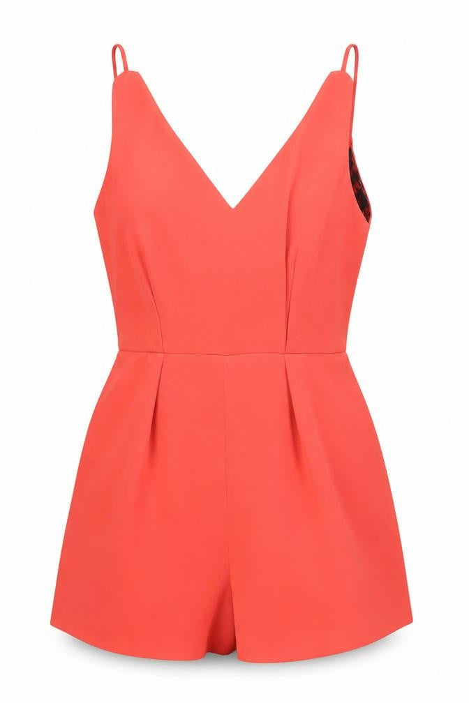 Womens UK Size 8 Topshop One-Piece Red Playsuit