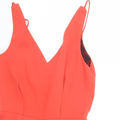 Topshop Womens Red Polyester Playsuit One-Piece Size 8 Zip