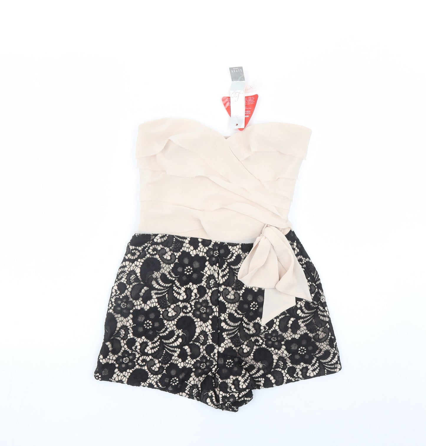 Lipsy Womens Beige Flecked Polyester Playsuit One-Piece Size 10 Zip