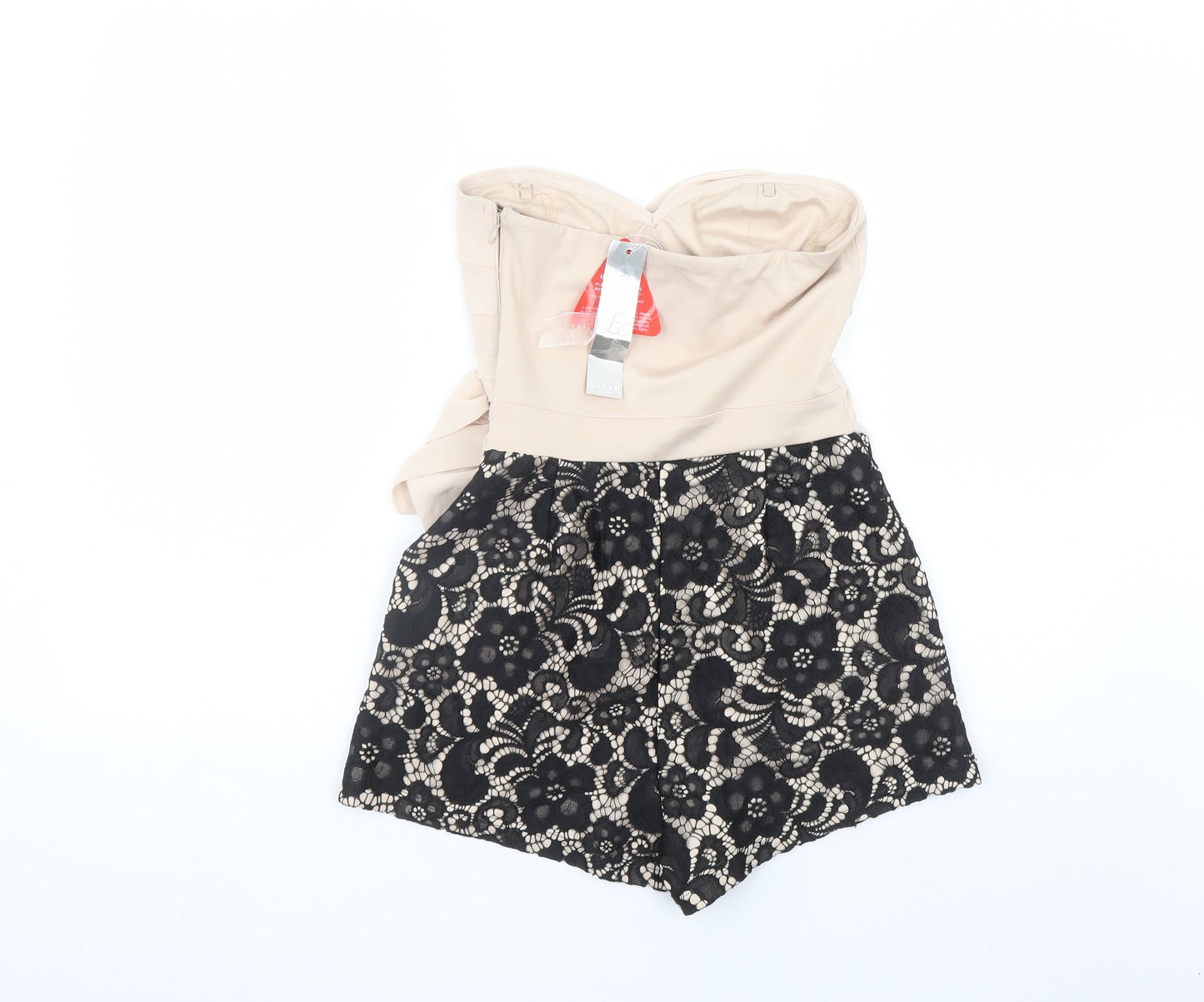 Lipsy Womens Beige Flecked Polyester Playsuit One-Piece Size 10 Zip