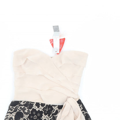 Lipsy Womens Beige Flecked Polyester Playsuit One-Piece Size 10 Zip