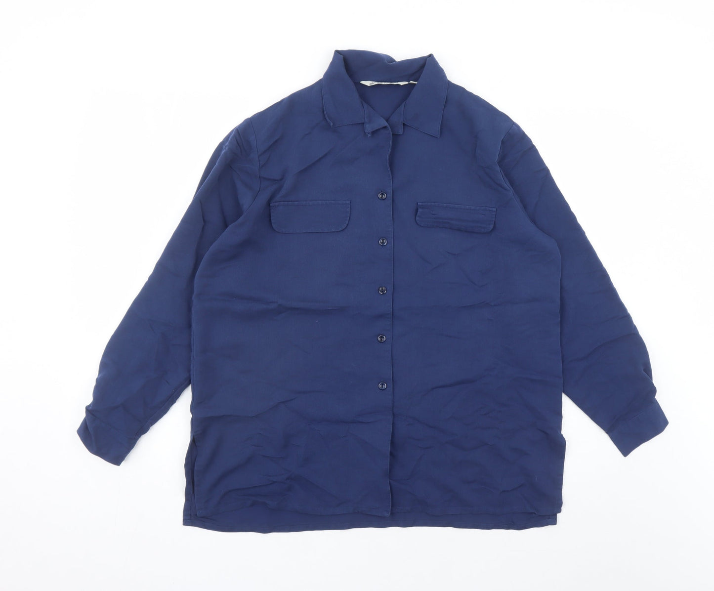 Womens UK Size 14 Holmewood Blue Basic Button-Up