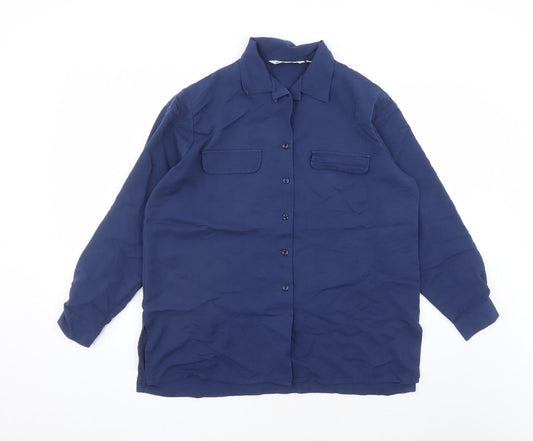 Womens UK Size 14 Holmewood Blue Basic Button-Up