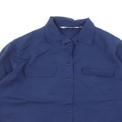 Womens UK Size 14 Holmewood Blue Basic Button-Up