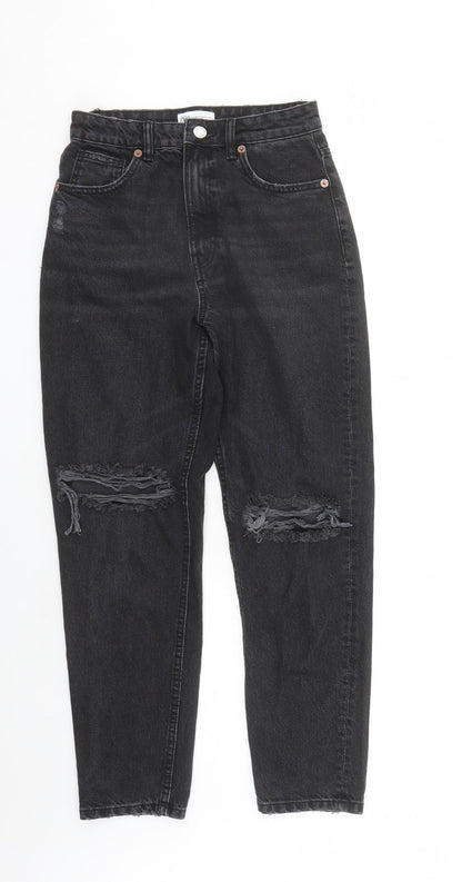 Zara Womens Grey Cotton Straight Jeans Size 28 in L29 in Regular Zip