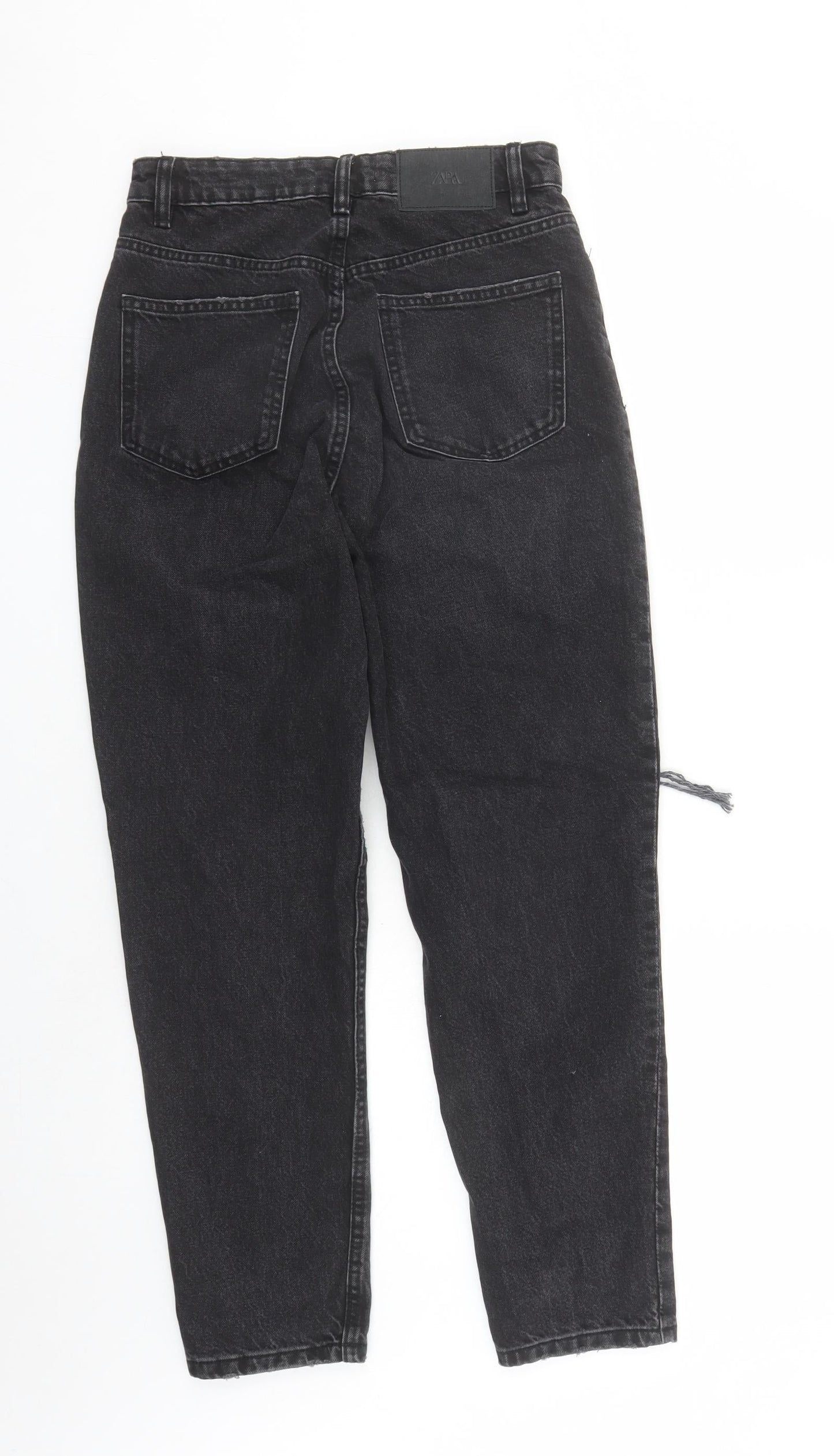 Zara Womens Grey Cotton Straight Jeans Size 28 in L29 in Regular Zip