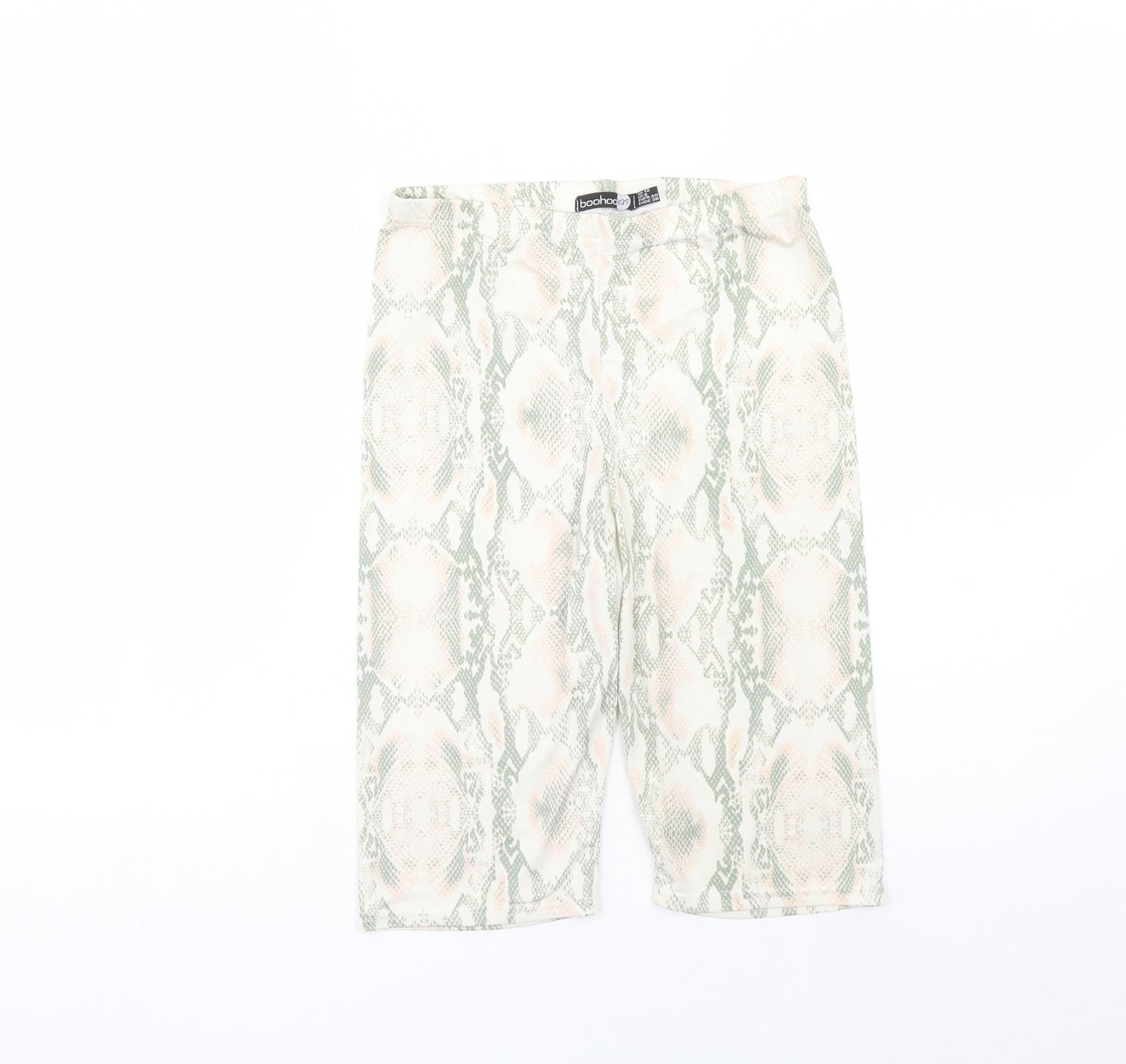 Boohoo Womens Multicoloured Animal Print Polyester Compression Shorts Size 12 L13 in Regular - Elasticated Waist Snakeskin Pattern