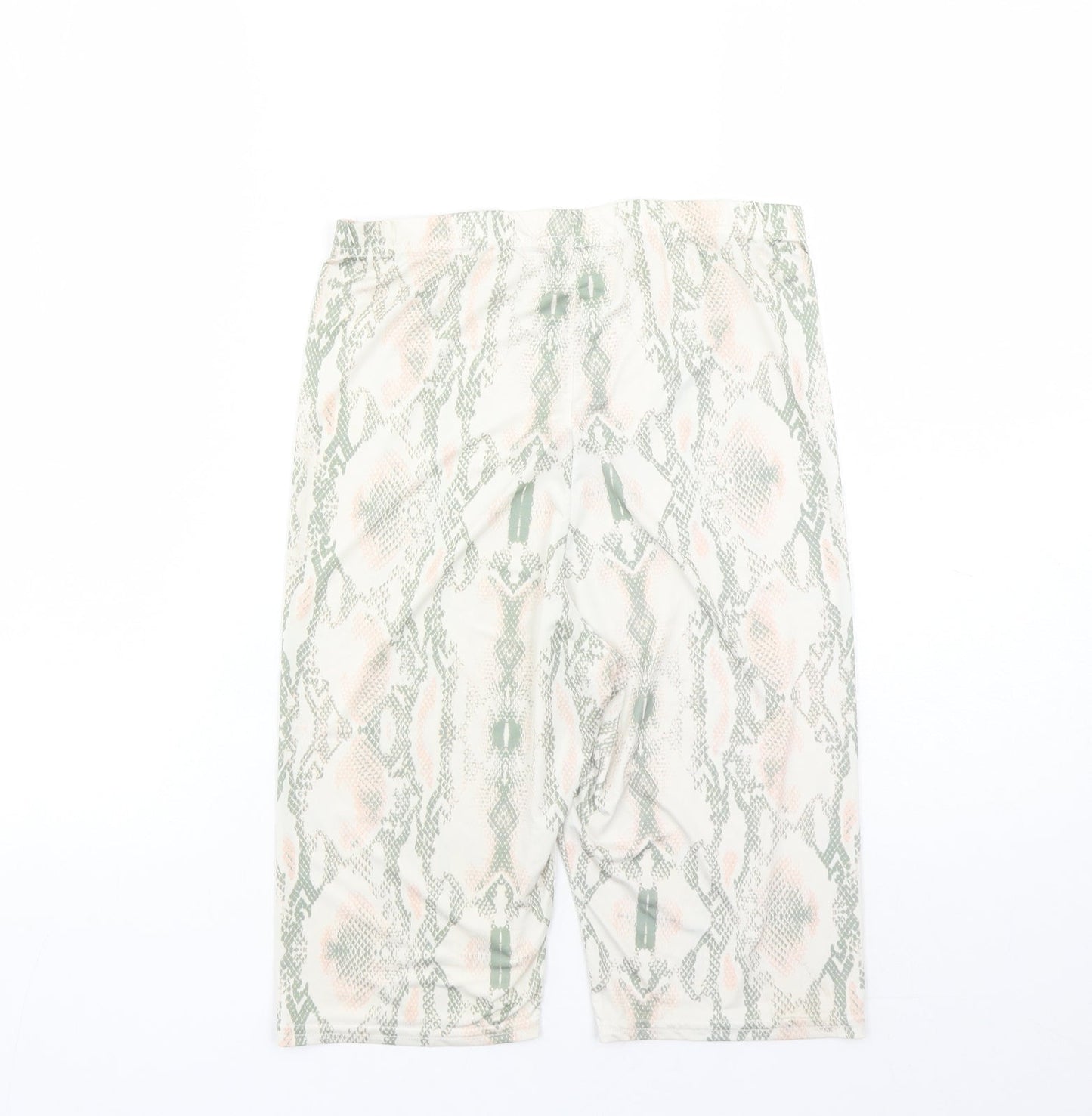 Boohoo Womens Multicoloured Animal Print Polyester Compression Shorts Size 12 L13 in Regular - Elasticated Waist Snakeskin Pattern