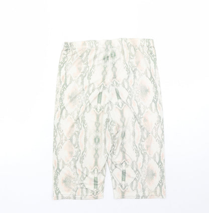 Boohoo Womens Multicoloured Animal Print Polyester Compression Shorts Size 12 L13 in Regular - Elasticated Waist Snakeskin Pattern