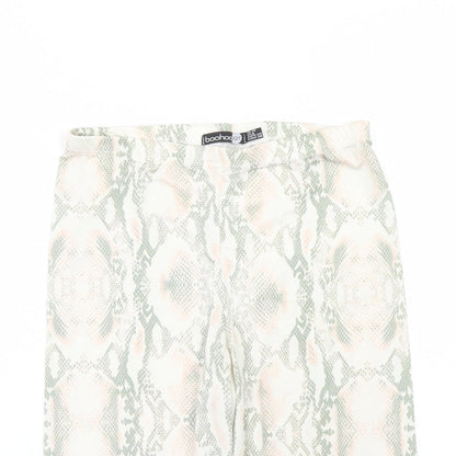 Boohoo Womens Multicoloured Animal Print Polyester Compression Shorts Size 12 L13 in Regular - Elasticated Waist Snakeskin Pattern