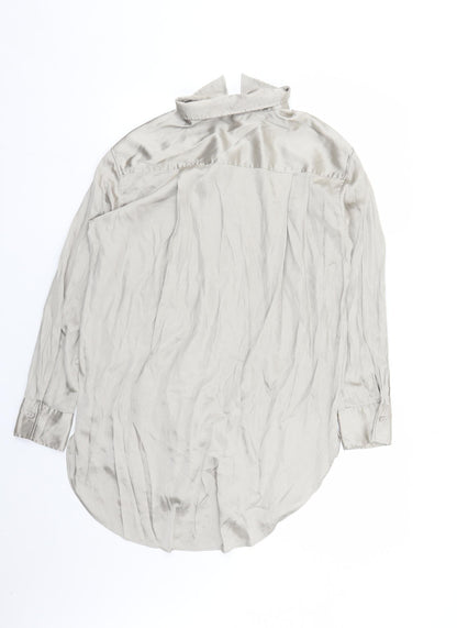 Womens UK Size M H&M Beige Basic Button-Up
