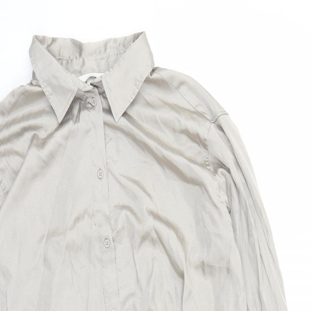 Womens UK Size M H&M Beige Basic Button-Up