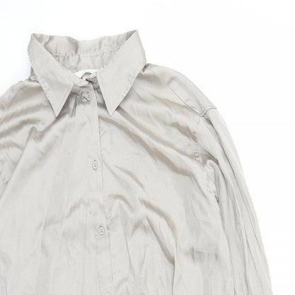 Womens UK Size M H&M Beige Basic Button-Up